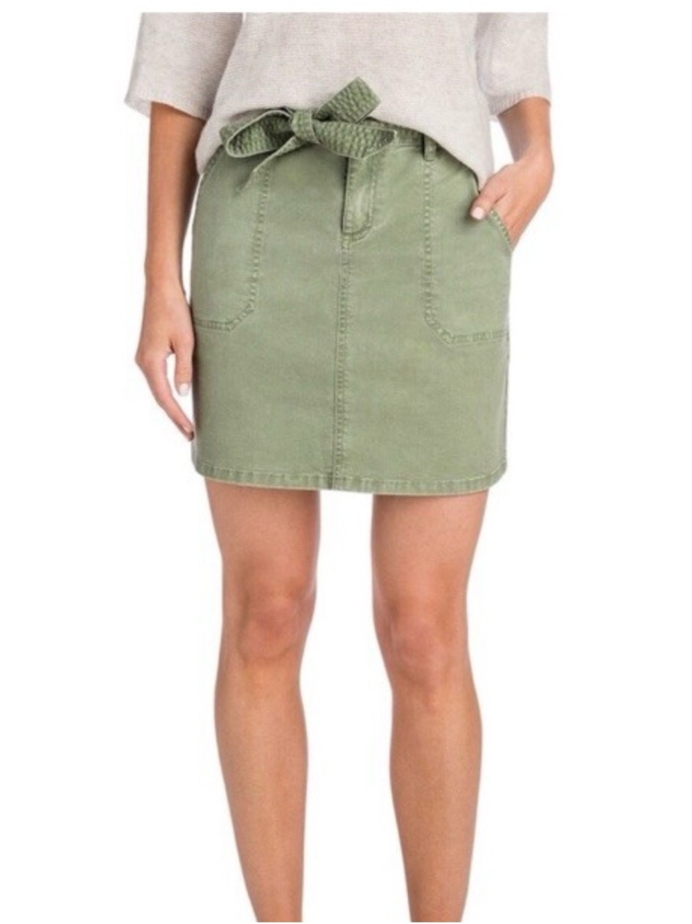 Vineyard Vines Olive Green Tie-Waist Mini Skirt